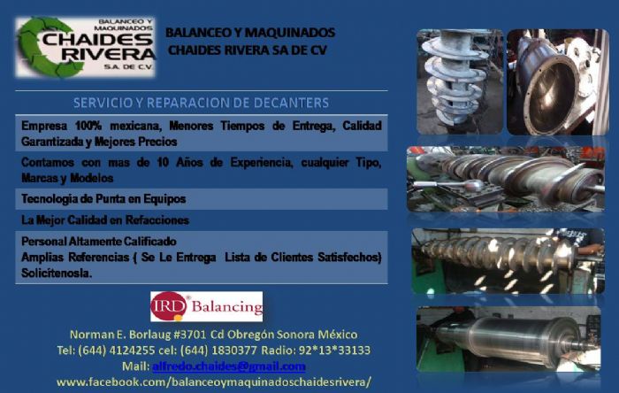 Mantenimiento mayor a decanters